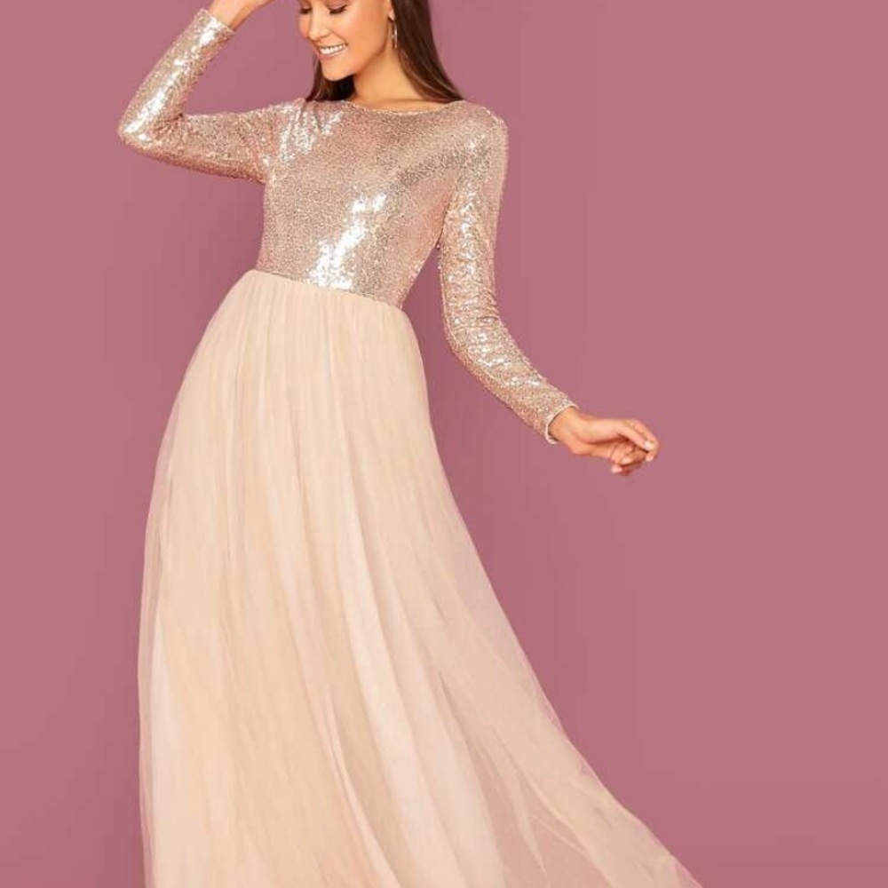 Sequin Bodice tulle Maxi Dress